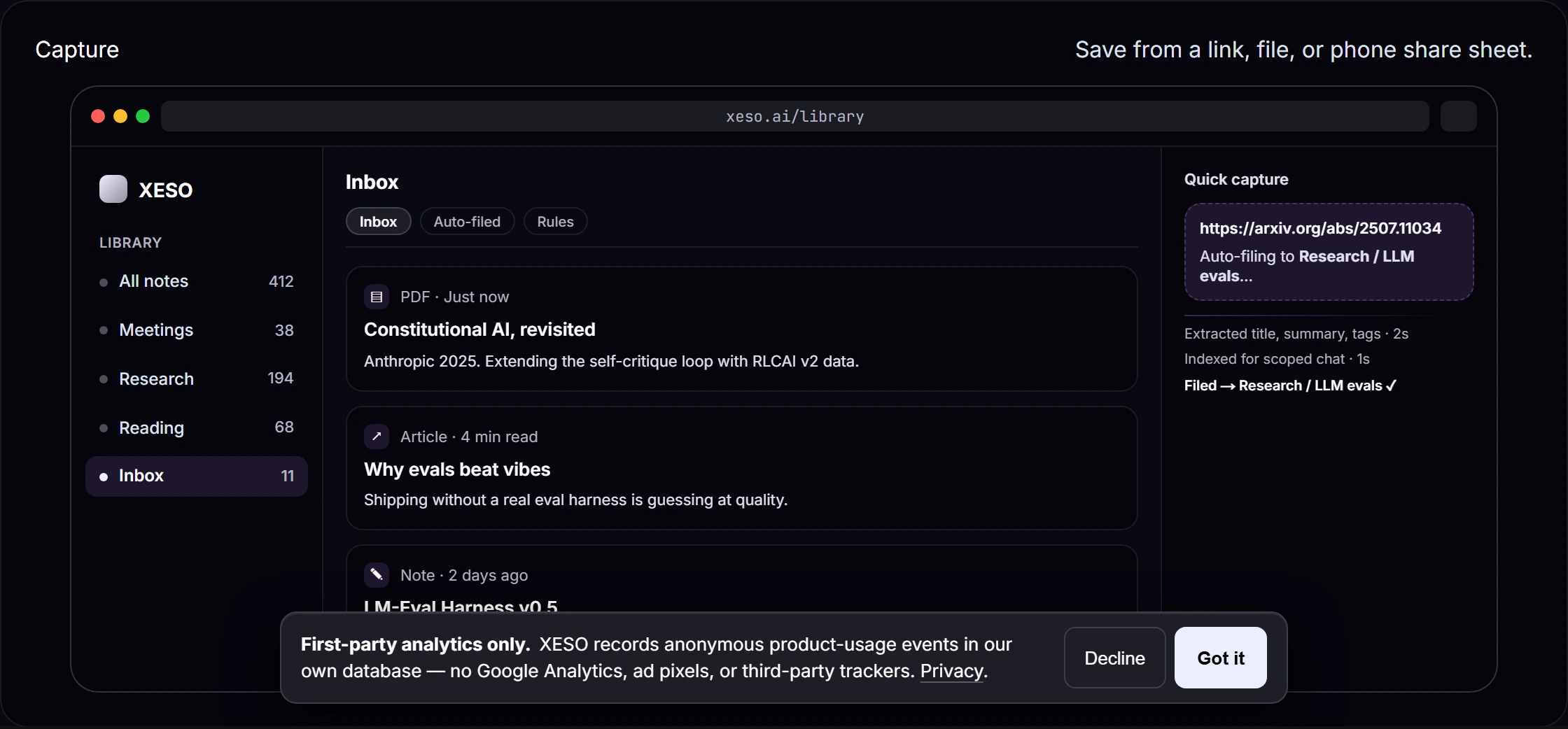 Capture: Save the thing while it is still in front of you. — product screenshot